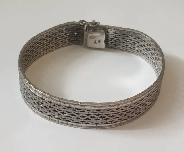 Vintage Maßives Teppich Armband aus 835er Silber Länge ca. 19 cm
