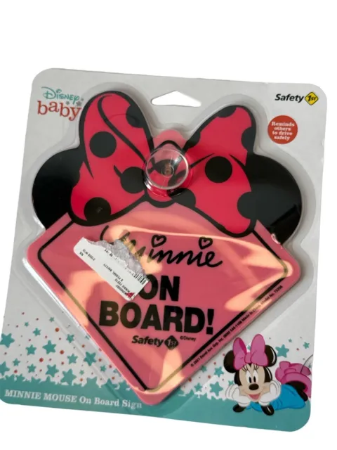 Disney Minnie On Board Safety First Sign For Your Vehicle With Suction Cup Pink