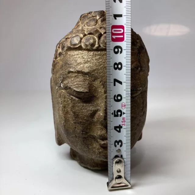BUDDHA HEAD 19TH CENTURY Stone Statue Antique EDO Era Old Carving Art Japanese
