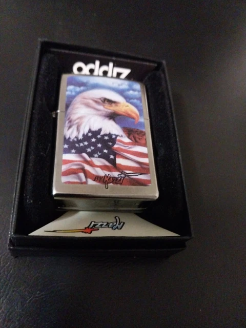 Zippo Mazzi USA Flag and Eagle,  Chrome Finish Lighter