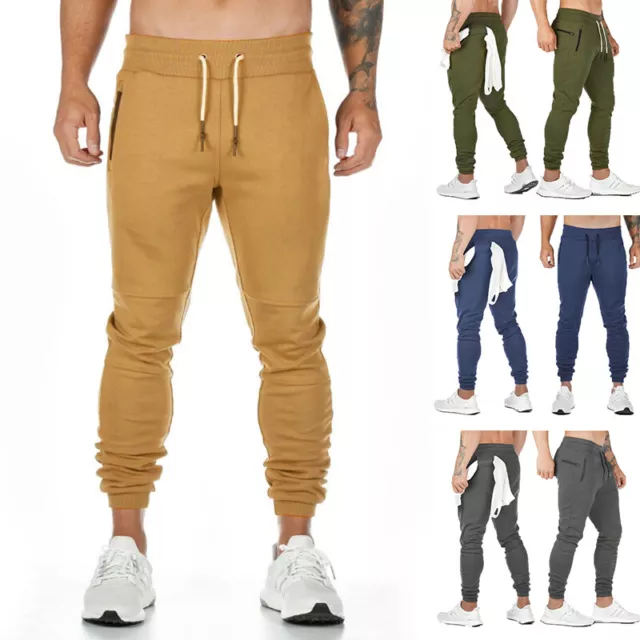 Uomo da Corsa con Risvolto Pantaloni Tuta Palestra Slim Fit Jogging ^