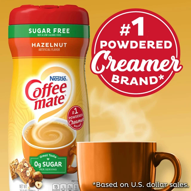 NESTLE COFFEE MATE Sugar Free Hazelnut Powder Coffee Creamer, 10.2 oz
