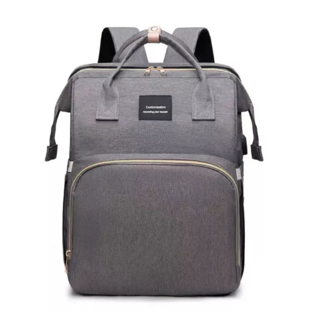 Mochila Plegable Para Mamá Bolsa Ligera Y Portatil Para Cuna Gran Capacidad GRIS 2