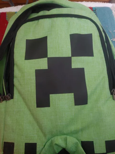 2013 Think Geek Mojang Minecraft Creeper Book Bag 17.5" Tall Backpack