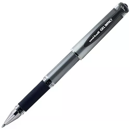 65800 Uni-Ball Signo Gel Impact 207 Rollerball Pen, 1.0mm Bold, Black, Pack of 3