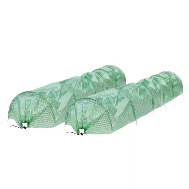 2x Invernadero de jardín para huerto de malla suelo verde 135 g/m² 300x55x35 cm