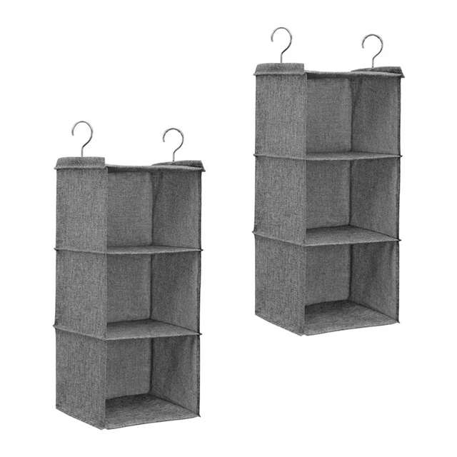 Organizador de armario colgante 2 piezas 3 estanterías lino plegable