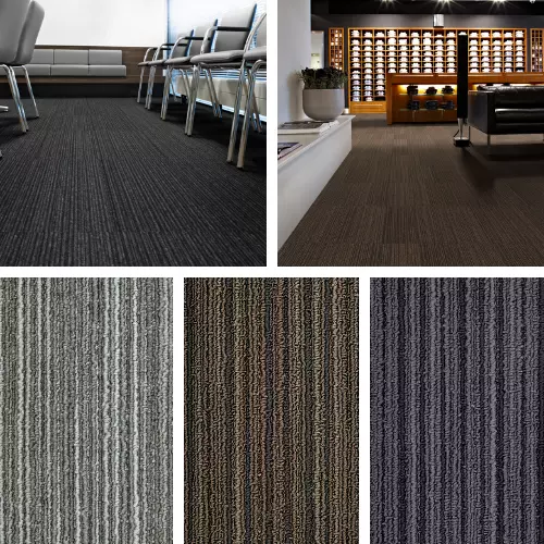 Striped Carpet Tiles Heavy Duty Commercial Contract Loop Pile Stripe Floor Tile