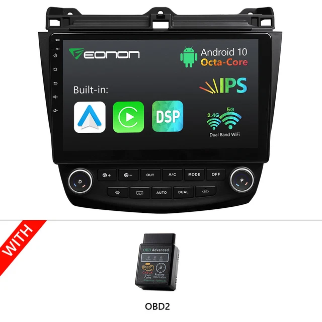 OBD+Android 8-Core 10.1" Car Radio Stereo GPS CarPlay for Honda Accord 2003-2007