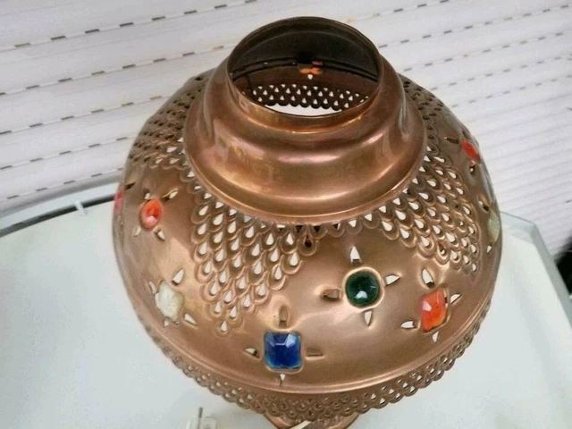 Tischlampe (Unikat), massiv Kupfer, handgefertigt, antik