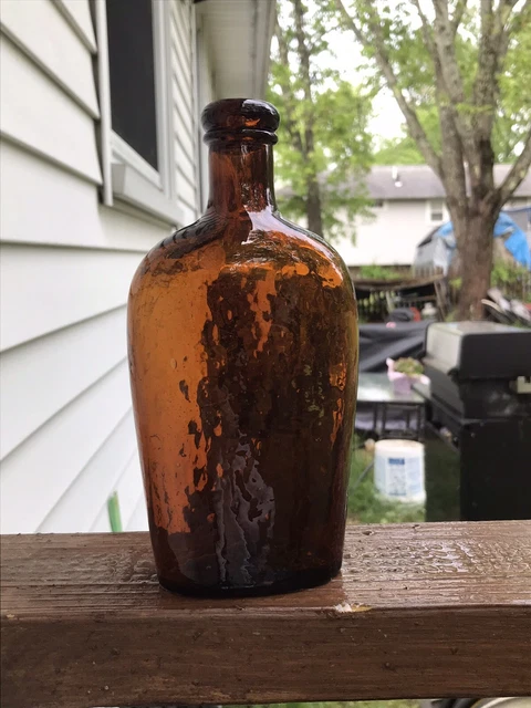 1800’S Very Whittled Whitney Glass Works Crude Flask