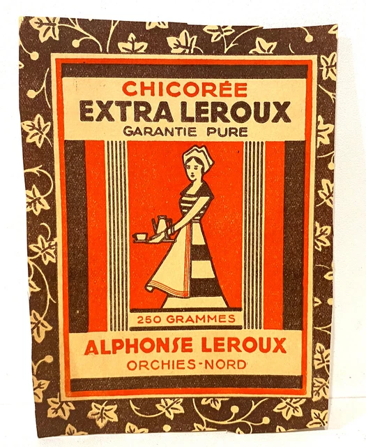 ANCIENNE MATRICE EN métal publicitaire chicorée Leroux - étiquette de