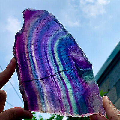 434G   Natural beautiful Rainbow Fluorite Crystal Rough stone specimens cure