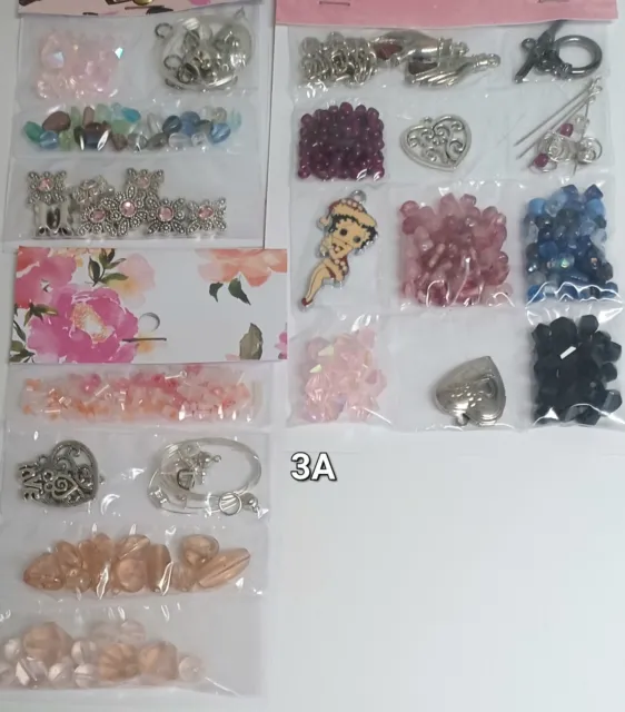 3 Bead Jewelry Making Kits  Glass Beads kit Beading Charms Spacer Mixed Lot