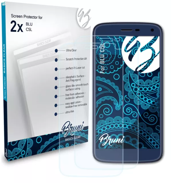 Bruni 2x Lámina Protectora para BLU C5L Película Protectora