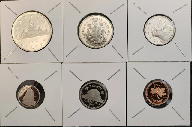 1983 Canada  1, 5, 10, 25, 50 Cents, $1 Dollar 6 Coin Proof Set  - UNC - # 28121