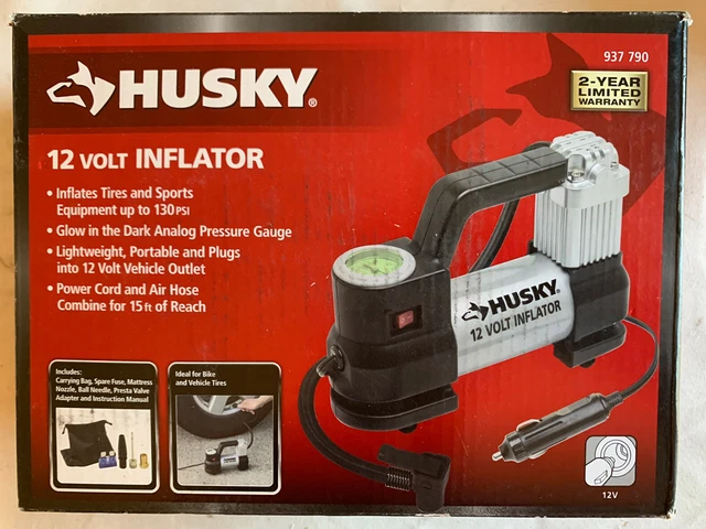 HUSKY 12 VOLT INFLATOR with Pressure Gauge to 130 psi 937790