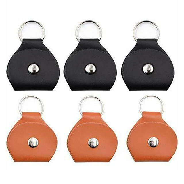 Universal Guitar-Pick Holder Case 6-Pack Leather Keychain Plectrum Cases Bag