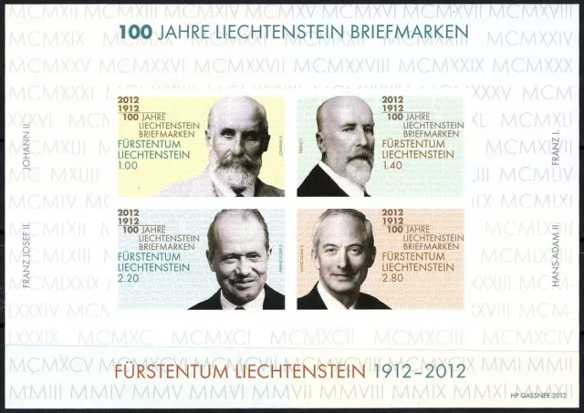 Liechtenstein - 100 Jahre Briefmarken Block 21 B postfrisch 2012 Mi. 1618-1621