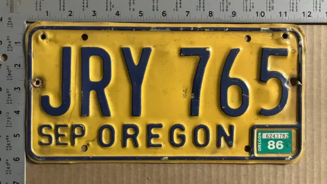 1986 Oregon license plate JRY 765 Ford Chevy Dodge 14358