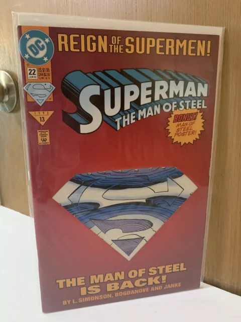 Superman The Man Of Steel 22 🔥1993 DYE CUT🔥Reign Of Superman🔥DC Comics🔥VF+