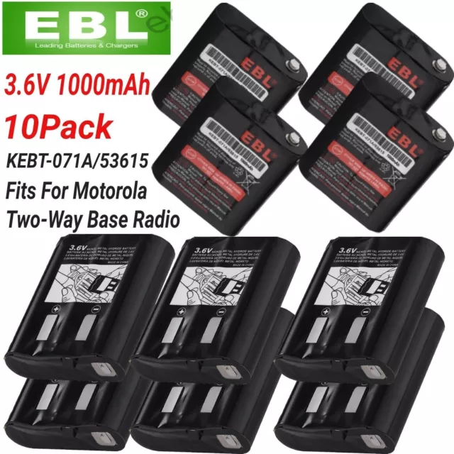 10x 3.6V 1000mAh NiMh Radio Battery For MOTOROLA 53615 KEBT-071-D KEBT-071-C B A