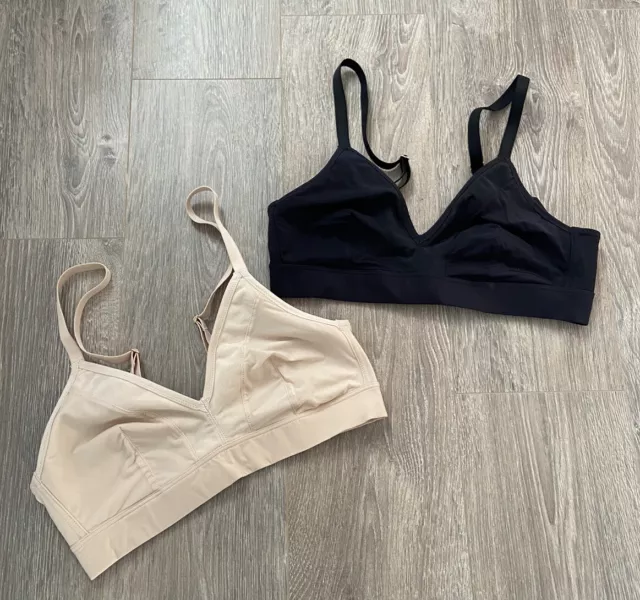 CAROLE HOCHMAN WIRE Free Smooth Comfort Bralette 2pack - Black & Moonlight  - S £9.99 - PicClick UK