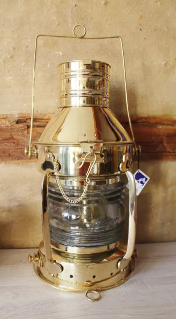 Bootslampe Schiffslampe Ankerlampe ca. 39 x Ø 20 cm Messing mit Petroleumbrenner
