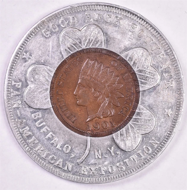 1901 Indian Head Cent - Encased Pan American Exposition Buffalo NY