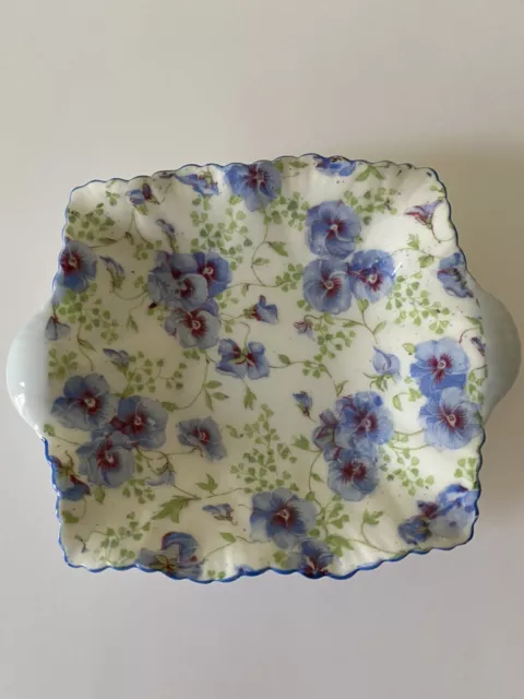 Vintage Shelley England Fine Bone China Floral Chintz Trinket Dish Violets Pansy