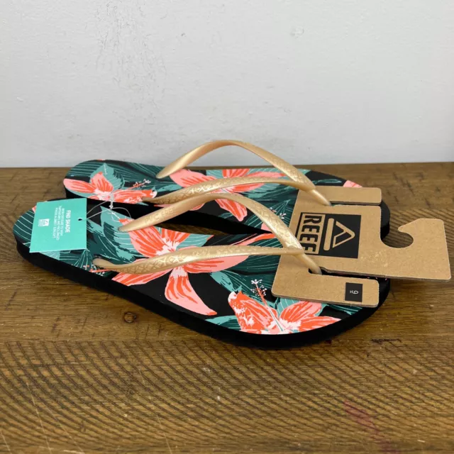 Reef Sandals Womens 9 Escape Floral Print Thong Flip Flops Hawaiian Boho NEW