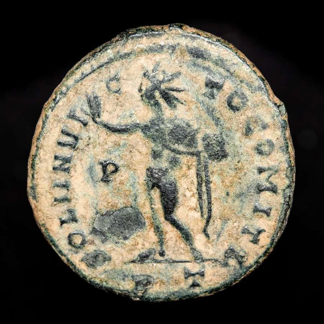 *Lucernae* Constantine I follis SOLI INVICTO COMITI/P//PT. Ticinum 307-337