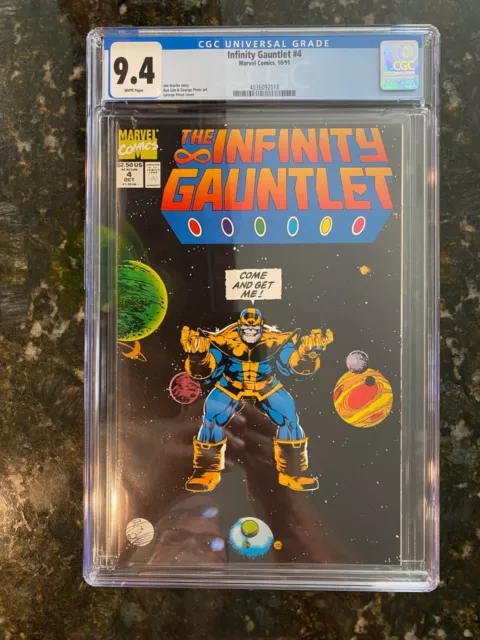 Infinity Gauntlet 4 CGC 9.4 Thanos Cover White Pages She-Hulk Scarlet Witch