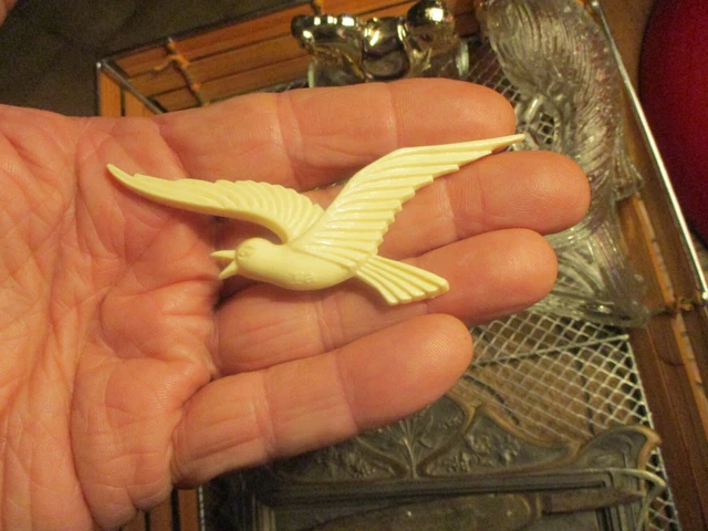 Broche Ancienne Mouette En Bakélite - Porte-bonheur Vintage Années 50