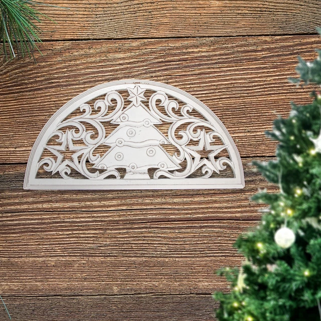 Wandornament, Weihnachten, Tannenbaum, halbrund, Holz, Weiß, X-Mas, Dekoration