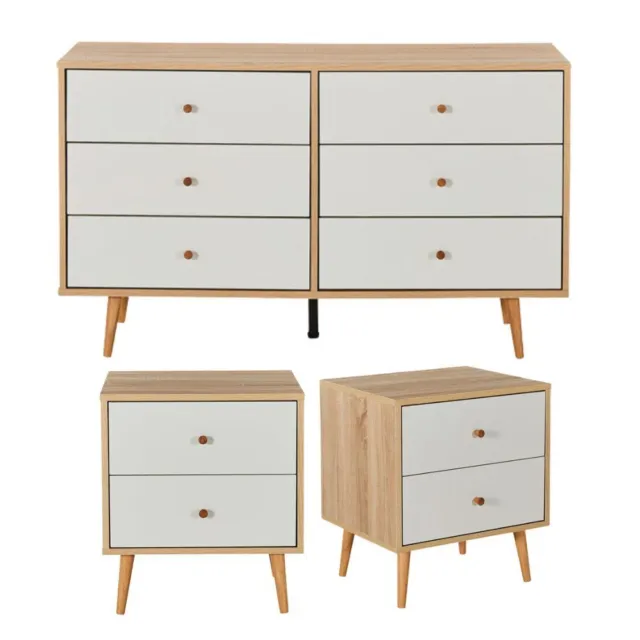 Bedroom Bundle Adriana Chest of 6 Drawers and 2 Bedside Tables Bedroom Storage F