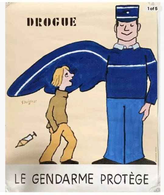 Raymond Savignac Original French Poster Police Drogue Le Gendarme Protege 1980