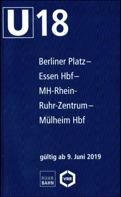 Linienfahrplan Stadtbahn U18 Essen 2019