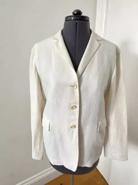 Jil Sander Cream/Ivory Linen & Silk 3 Button Jacket Size 36 - Uk 10