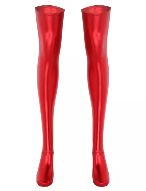 RED LATEX RUBBER Gummi Thigh High Stockings Socks (no size approx