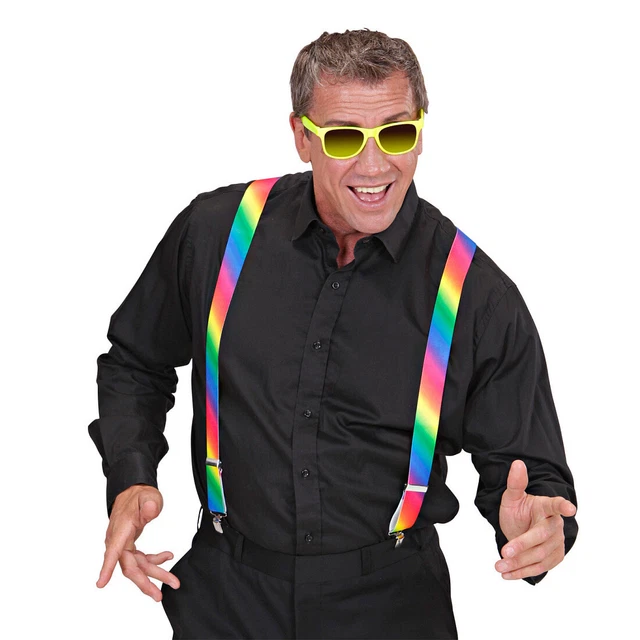 Supporto-Pantaloni Rainbow Bundhalter Regenbogen-Hosenträger Clown Bretelle