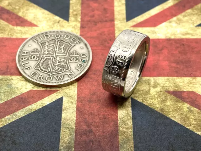 Coin Ring Handcrafted from British Half Crown king George VI Most Sizes 3