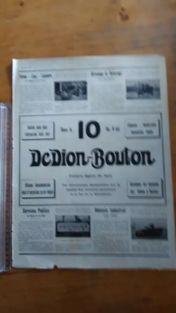 PUBLICITE ANCIENNE - PUB ADVERT 1922 Automobile De Dion Bouton dos divers