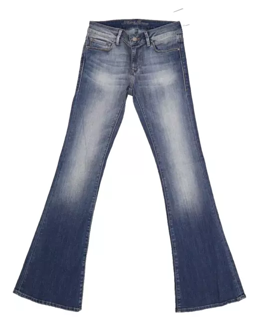 Mavi Peace Low Rise Flare Denim Blue Jeans Wide Leg Medium Wash Womens 27/33