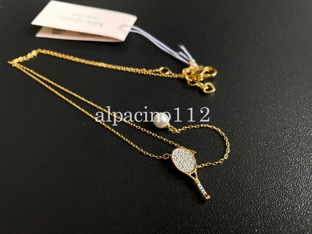 ~Kate Spade New York Queen Of The Court Tennis Racket Gold Pendant Necklace~