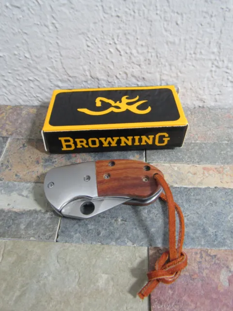 Browning Mini Steel EDC Knife Wood Handle New With Box!