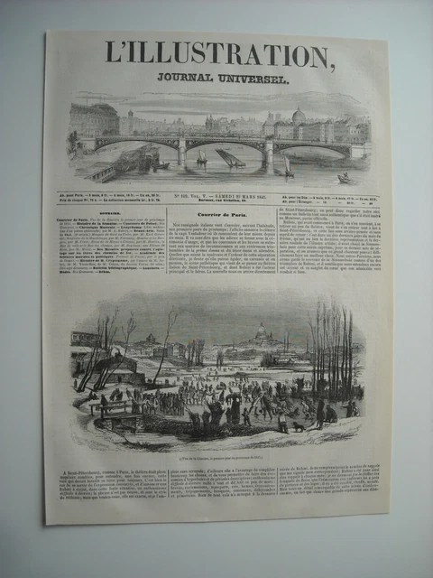 1845 Engraving. View Of The Glacier In Paris, The 1St Day Of Spring. Skating...