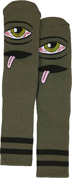 TOY MACHINE BLOODSHOT EYE CREW SOCKS ARMY 1pr