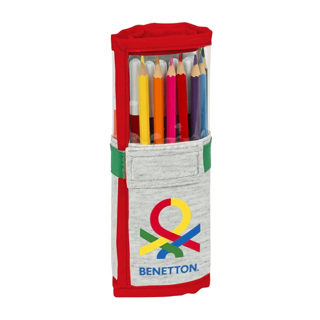 Federmäppchen mit Zubehör Benetton Pop Grau [27 Stücke] [7 x 20 x 7 cm]