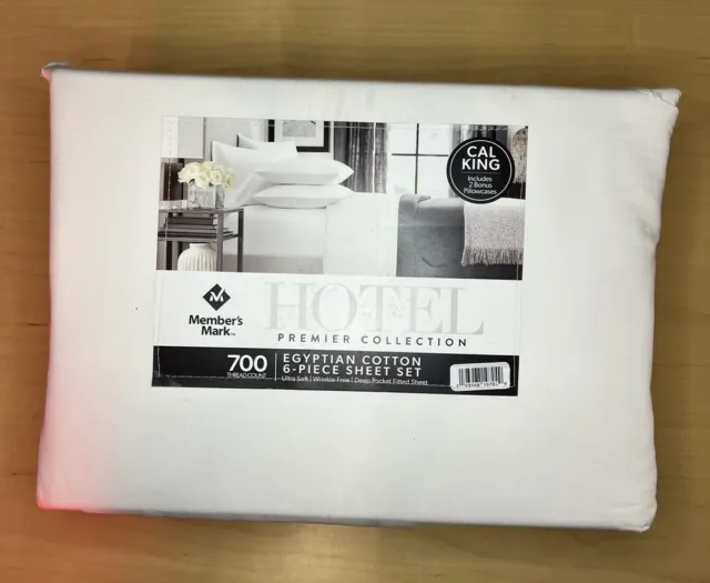 Member's Mark 700 TC White Egyptian Cotton Hotel Premier Collection Sheet Set